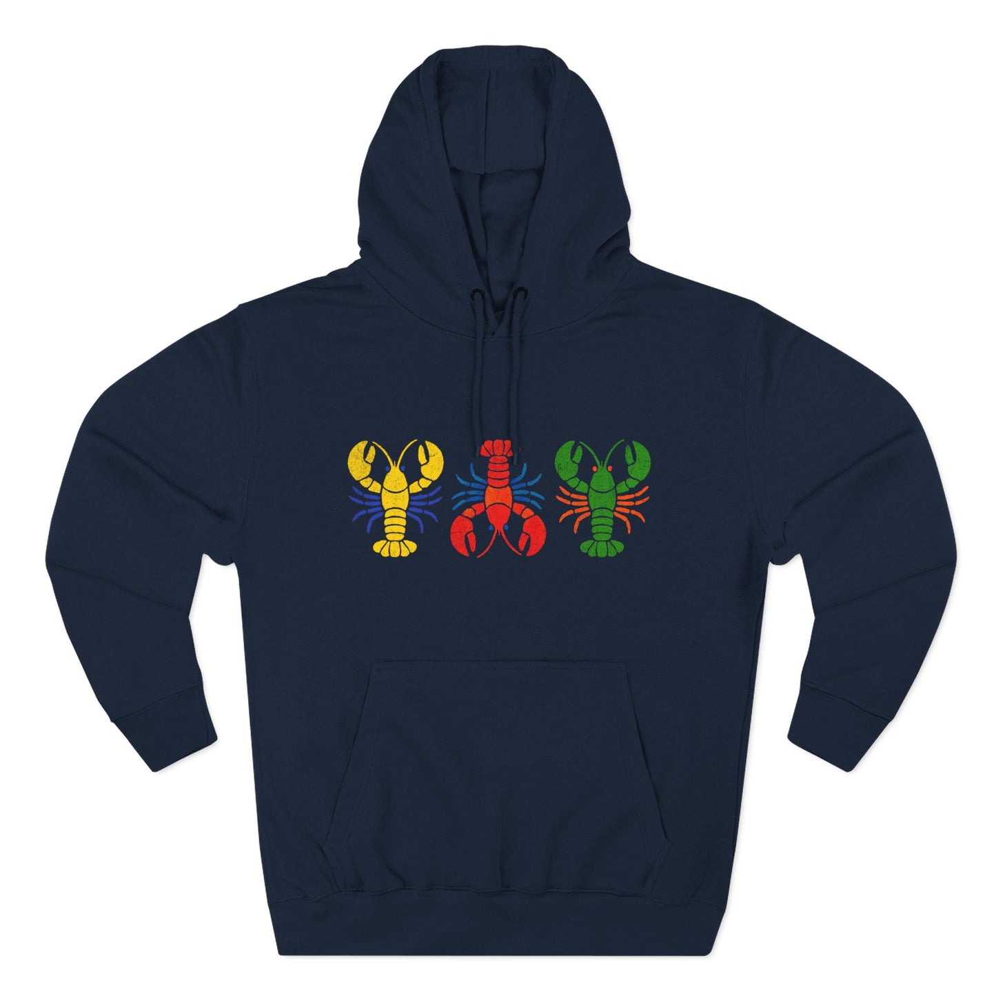 Atlantic Lobster Trio Graphic Hoodie — Colorful Beach Coastal Casual Pullover