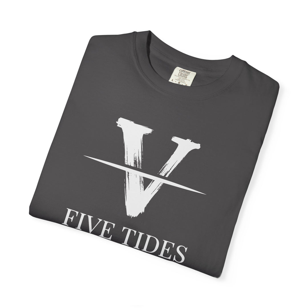 Five Tides V Logo Tee | Garment-Dyed Vintage Coastal Crew