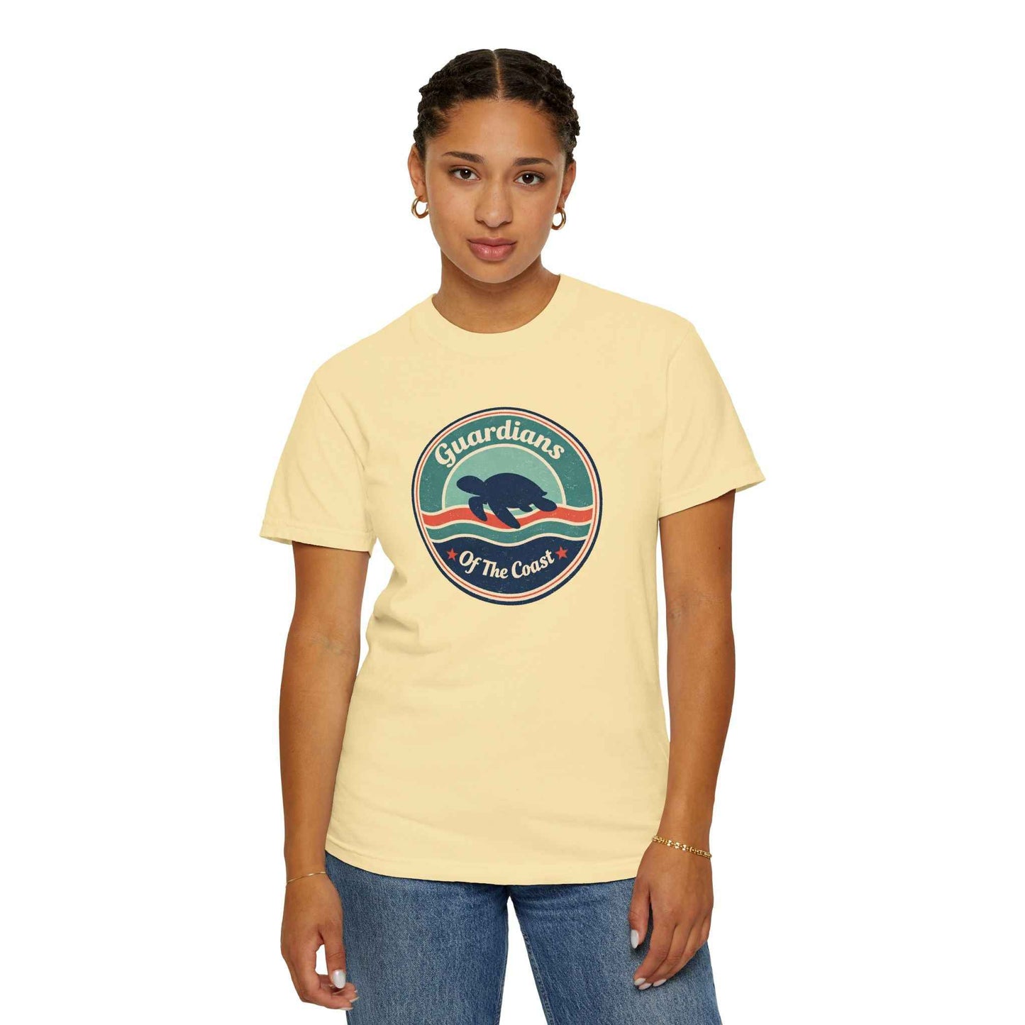 Sea Turtle 'Guardians of the Coast' Graphic T-Shirt, Vintage Retro Fashion Summer Tee