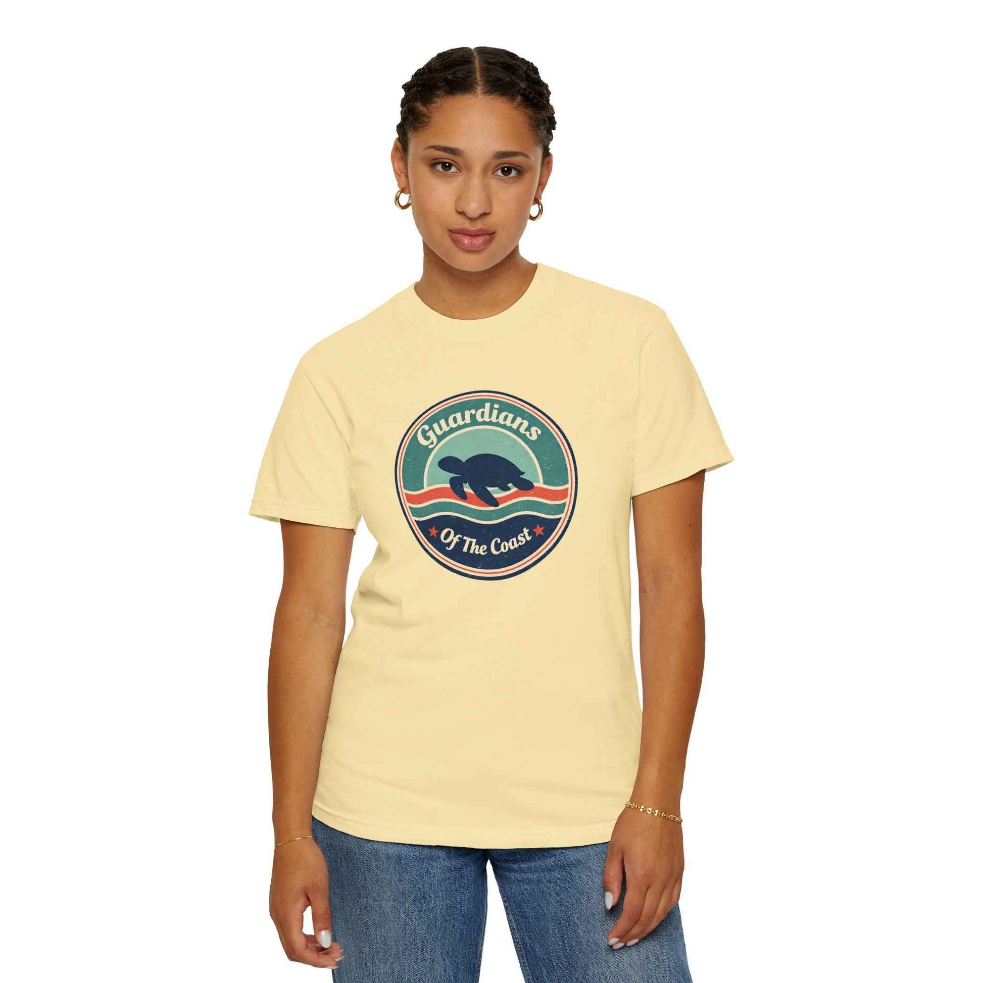 Sea Turtle 'Guardians of the Coast' Graphic T-Shirt, Vintage Retro Fashion Summer Tee