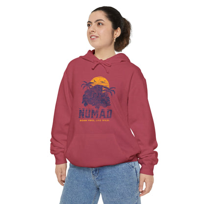 Nomad Vibes Unisex Garment-Dyed Hoodie, Casual Hoodie, Beach Hoodie, Travel Apparel, Summer Chillwear, Relaxed Style
