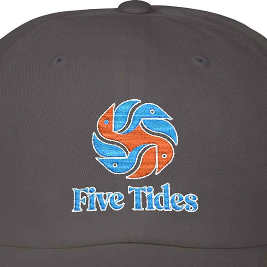 Black cap with Five Tides logo on a white background