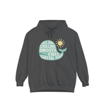 Coastal Vibes Garment-Dyed Hoodie | Chill Style, Beach Wear, Eco-Friendly Fashion, Gift for Ocean Lovers, Summer Outfits