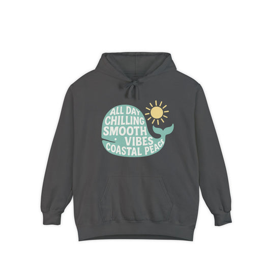 Coastal Vibes Garment-Dyed Hoodie | Chill Style, Beach Wear, Eco-Friendly Fashion, Gift for Ocean Lovers, Summer Outfits