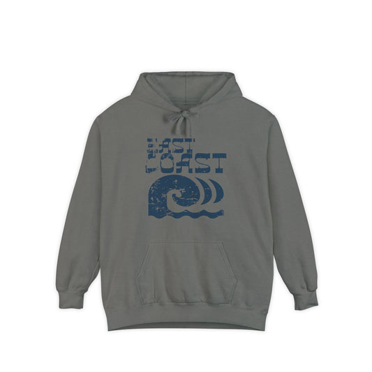 East Coast Waves Unisex Garment-Dyed Hoodie - Cozy Summer Vibe, Perfect for Casual Days, Gifts for Beach Lovers, Ocean-Inspired Apparel