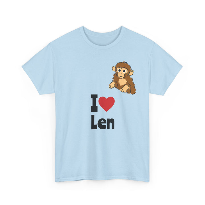 I  heart Len T-Shirt — Cute Monkey Graphic Tee for Fans &amp; Gifts