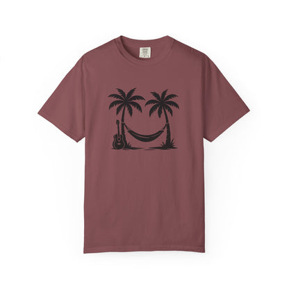 Tropical Vibes T-Shirt - Unisex Garment-Dyed Tee, Relaxing Beachwear, Cool Summer Style, Gift for Music Lovers, Vacation Outfit