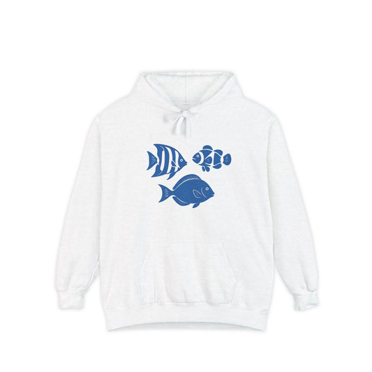 Ocean-Inspired Unisex Hoodie, Garment-Dyed, Marine Life Sweatshirt, Beach Lover Gift, Casual Wear, Summer Style, Relaxed Fit