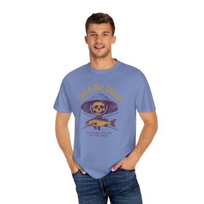 Catch the Thrill T-Shirt, Mens Fishing Tee, Skull Design Shirt, Outdoor Adventure Apparel, Gift for Anglers