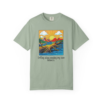 Driftwood Enters Sunset T-Shirt, 100% Ring-Spun Garment-Dyed Cotton