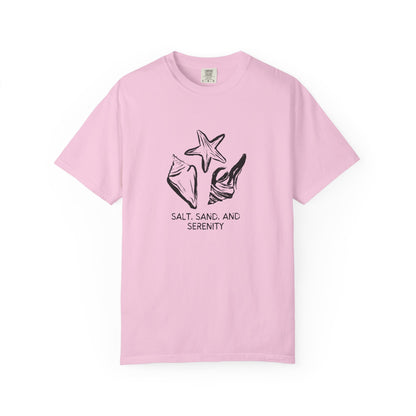 Beach Vibes Unisex T-Shirt, Salt Sand and Serenity Tee, Summer Casual Shirt, Gift for Beach Lovers, Ocean Inspired Apparel