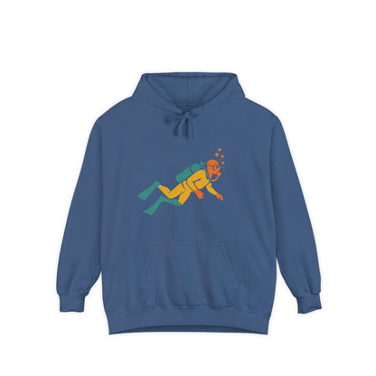 Diving Adventure Hoodie | Unisex Garment-Dyed Pullover, Casual Beach Wear, Comfortable Lounge Wear, Great for Ocean Lovers, Perfect Gift