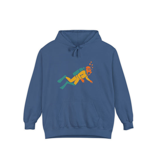 Diving Adventure Hoodie | Unisex Garment-Dyed Pullover, Casual Beach Wear, Comfortable Lounge Wear, Great for Ocean Lovers, Perfect Gift