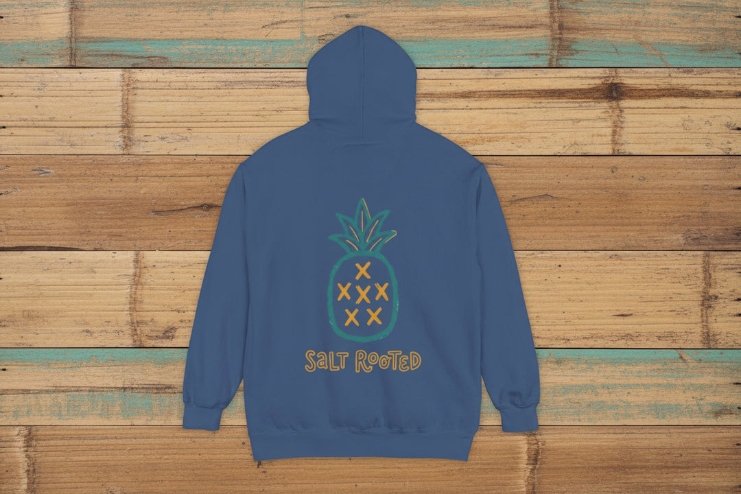 Blue hoodie with pineapple and &