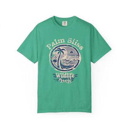 Palm Bliss Wildlife Graphic Tee, Fun Casual Shirt, Florida Palm Bliss Art, Summer Outfit, Beach Vacation Wear, Gift for Nature Lovers