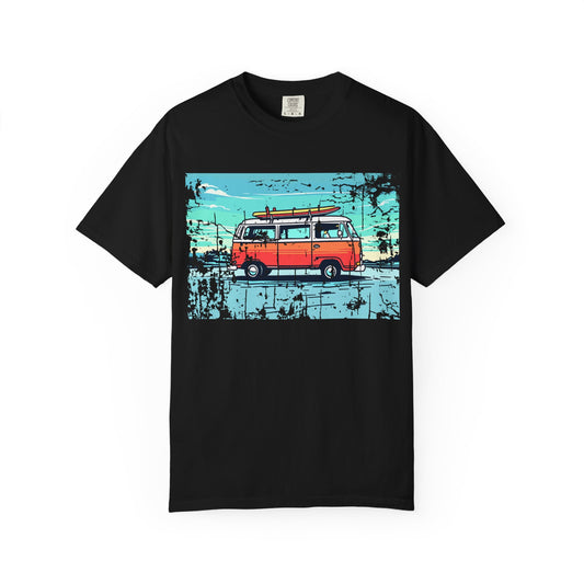 Retro Surfing Van T-Shirt, Beachwear, Vacation Apparel, Gift for Surfer, Summer Style, Casual Wear