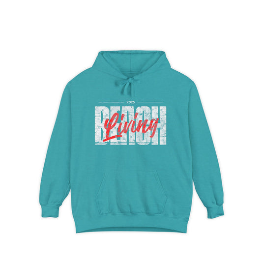 Beach Living Vibes Unisex Hoodie for Relaxed Days, Summer Apparel, Gift for Him/Her, Casual Wear, Beach Trip Essential