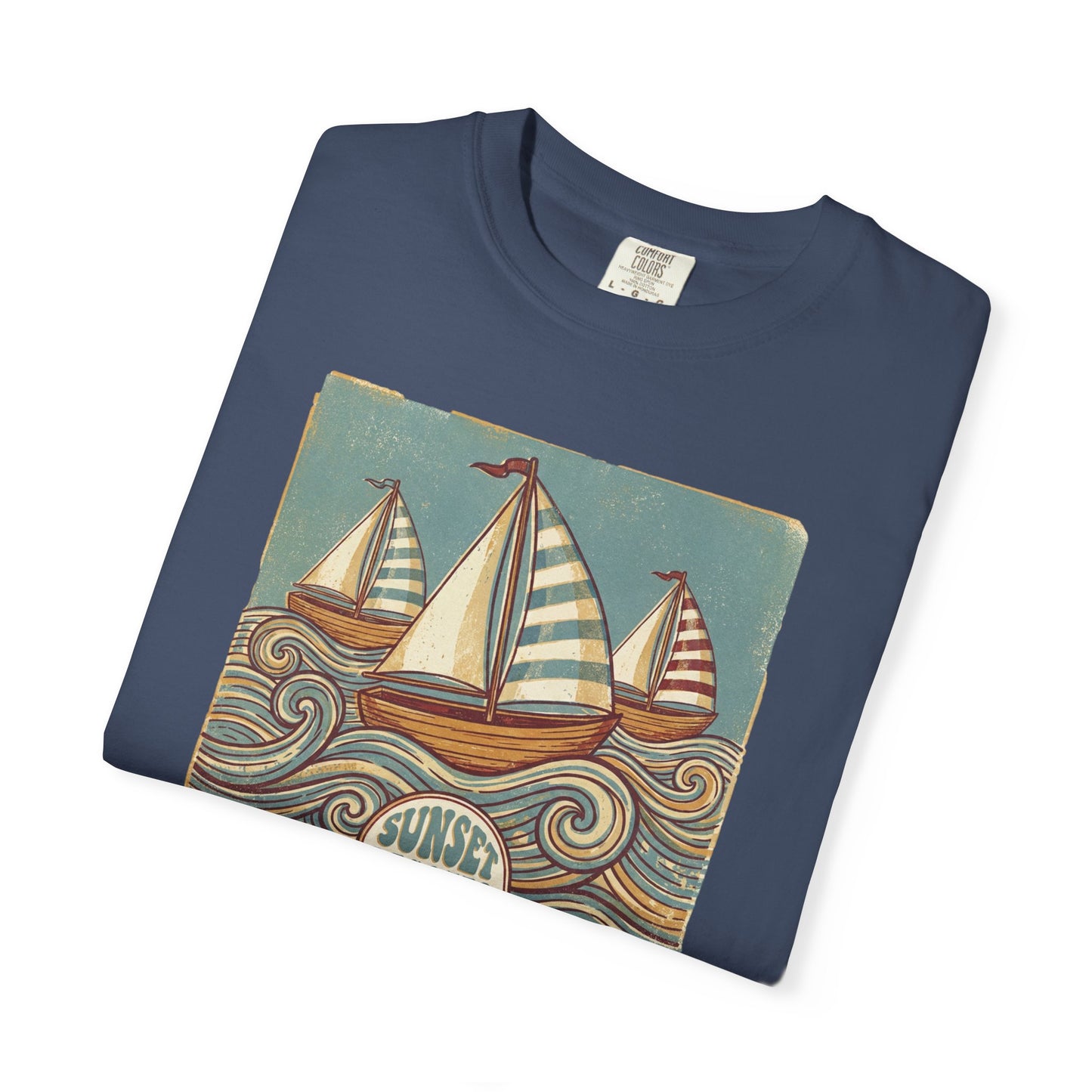 Sunset Regatta graphic T-Shirt - Vintage Summer Sailing Nautical Vibe Tee