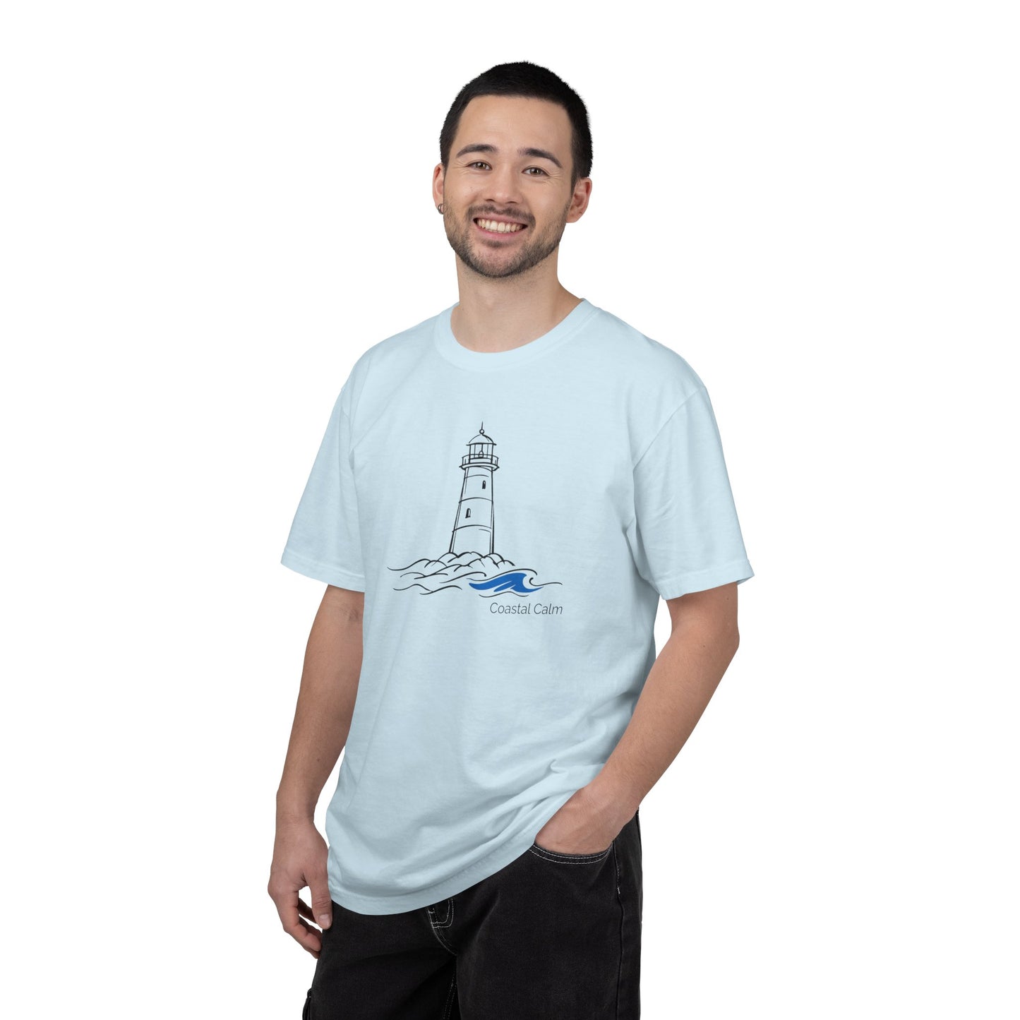 Coastal Calm Lighthouse Blue Sea Graphic T-Shirt, Summer Fashion Unisex Tee