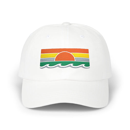 Custom Embroidered Sunset Wave Cap – Retro Beach Baseball Hat
