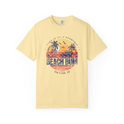 Beach Bum Graphic T-Shirt, Retro Summer Vibes Apparel, Perfect for Vacations, Gifts for Beach Lovers, Casual Wear