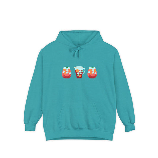 Sangria Time Garment-Dyed Hoodie for Cozy Celebrations, Unisex Christmas Hoodie, Holiday Gift, Comfortable Sweatshirt