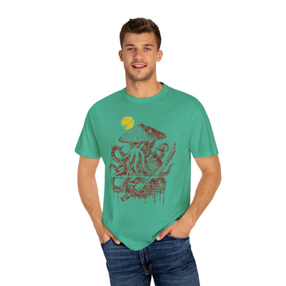 Faded Octopus Samurai T-shirt, Vintage Graphic Tee, Unisex Tee, Distressed Octopus Shirt, Unique Gift