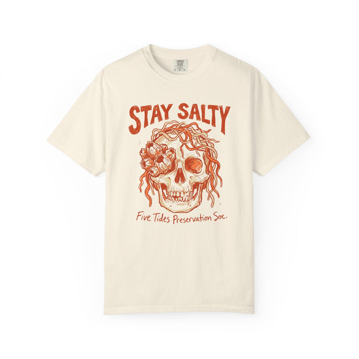 Stay Salty Skull Graphic Tee — Coastal Garment-Dyed T-Shirt