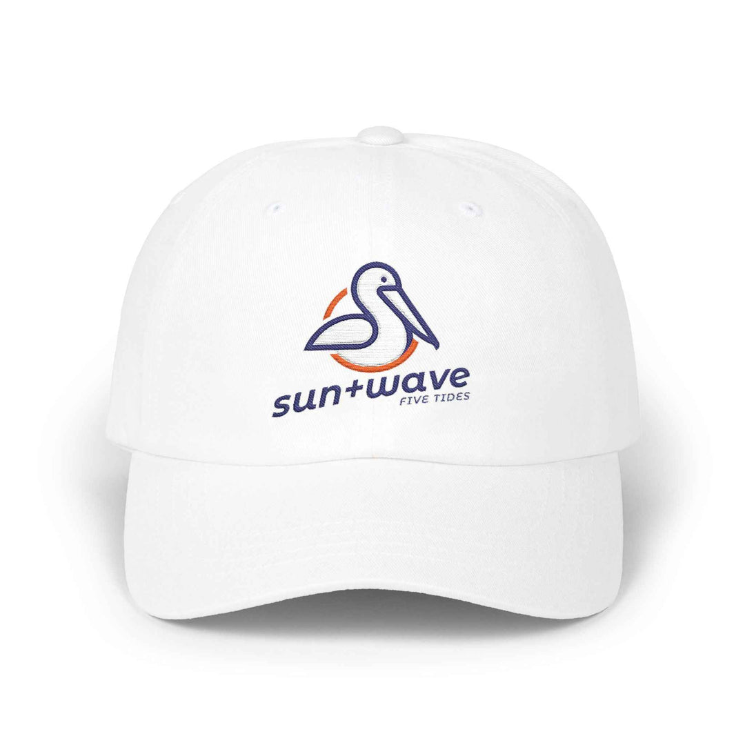 Sun + Wave Pelican Dad Cap - Embroidered Summer Beach Logo Baseball Hat