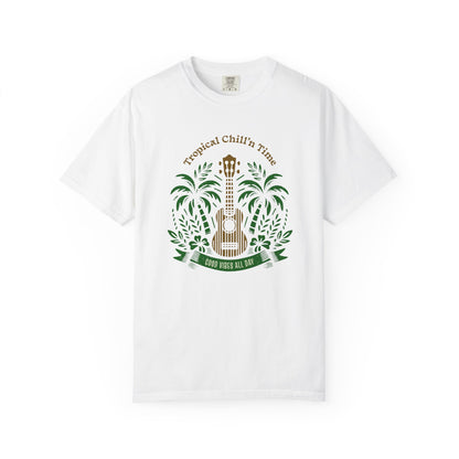 Tropical Chill T-Shirt, Summer Vibes Tee, Music Lover Gift, Beach T-Shirt, Relaxation Shirt, Unisex Tee for Vacations