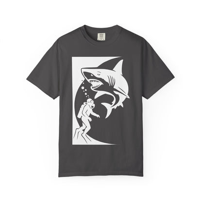 Garment-Dyed Shark T-Shirt - Comfy Everyday Tee for Casual Style, Gift, Vacation, Relaxed Fit, Layering Essential