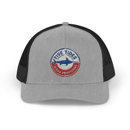 Vintage Sword Fish Ocean Provisions Patch Trucker Cap - Classic Snapback Summer Hat