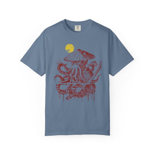 Faded Octopus Samurai T-shirt, Vintage Graphic Tee, Unisex Tee, Distressed Octopus Shirt, Unique Gift