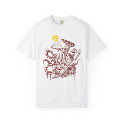 Faded Octopus Samurai T-shirt, Vintage Graphic Tee, Unisex Tee, Distressed Octopus Shirt, Unique Gift