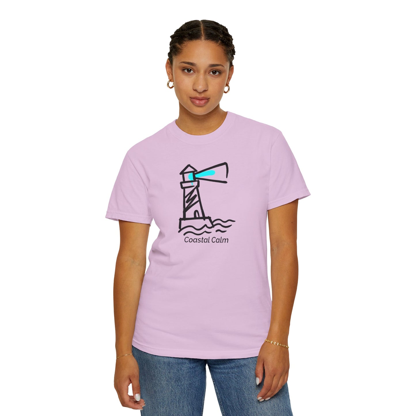 Coastal Calm Lighthouse Graphic T-Shirt, Summer Beach Style Unisex Cotton Tee