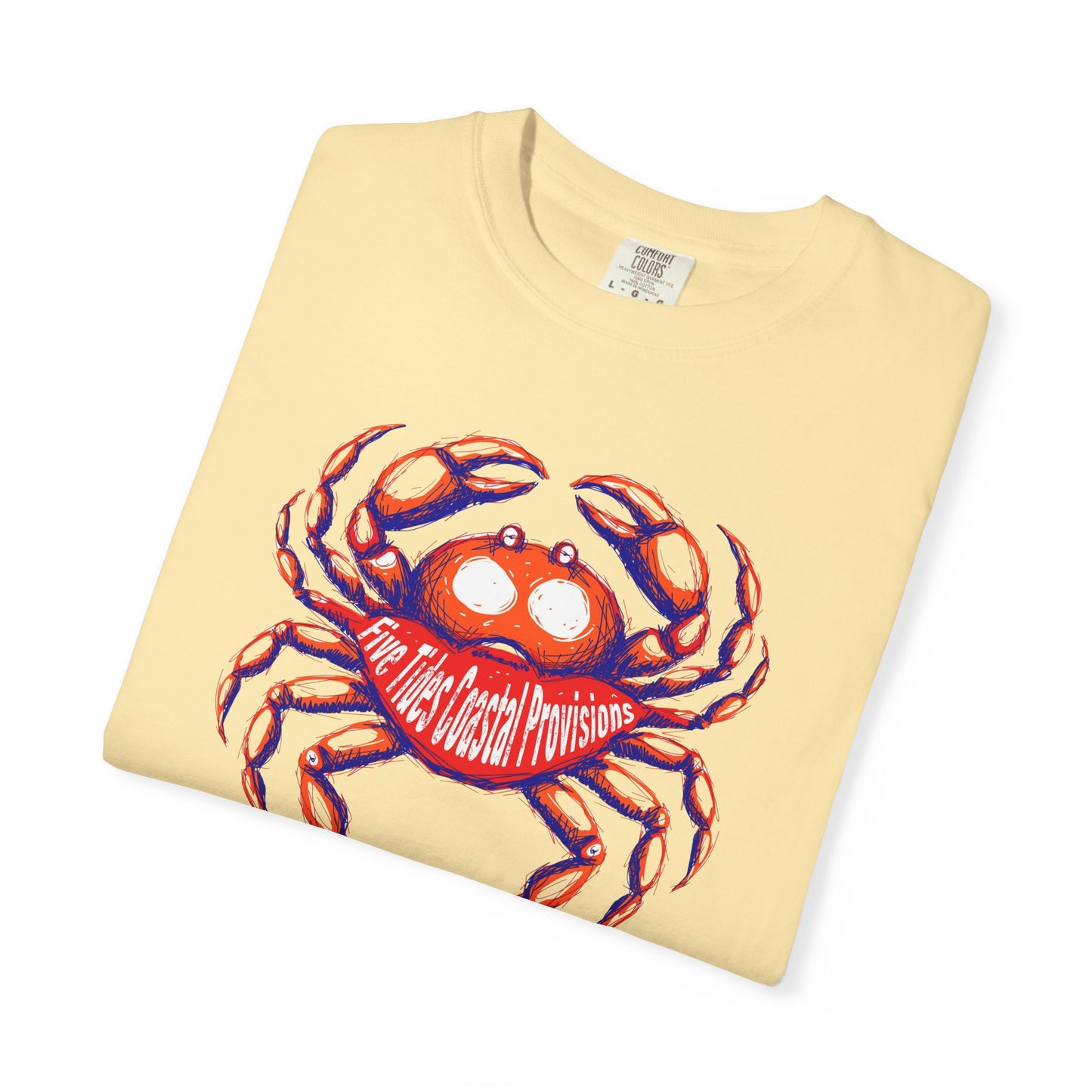 Crabby Beach Vibes Custom Art Graphic T-Shirt - Retro Crab The Coast Prevails Tee