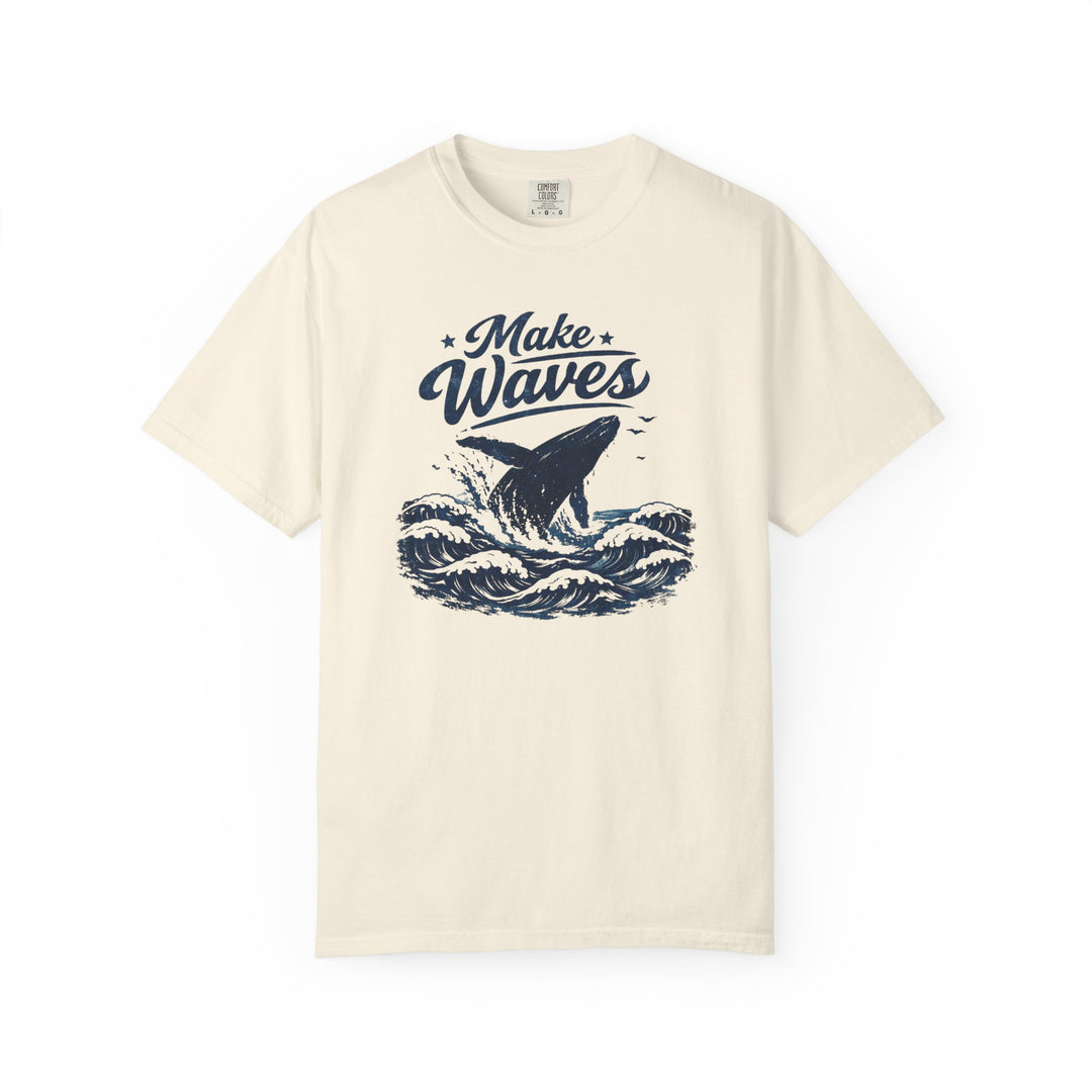 Make Waves Whale Tee | Garment-Dyed Vintage Sun-Faded Graphic
