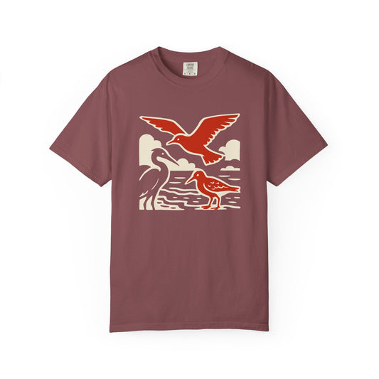 Nature-Inspired Garment-Dyed Bird Graphic Tee, Wildlife T-Shirt, Perfect Gift for Nature Lovers, Summer Style