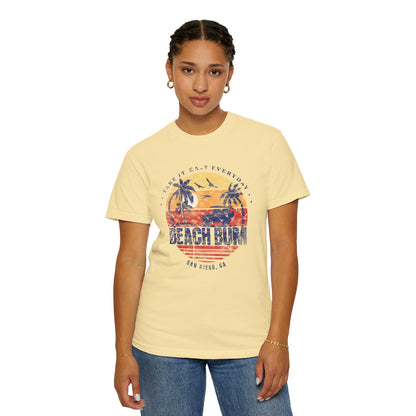 Beach Bum Graphic T-Shirt, Retro Summer Vibes Apparel, Perfect for Vacations, Gifts for Beach Lovers, Casual Wear