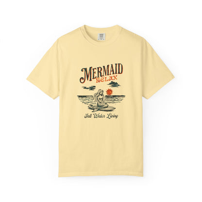Mermaid Beach Vibes Unisex T-Shirt, Mermaid Relax Tee, Summer Outfit, Coastal Living Top, Gift for Her, Vacation Apparel