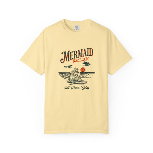 Mermaid Beach Vibes Unisex T-Shirt, Mermaid Relax Tee, Summer Outfit, Coastal Living Top, Gift for Her, Vacation Apparel