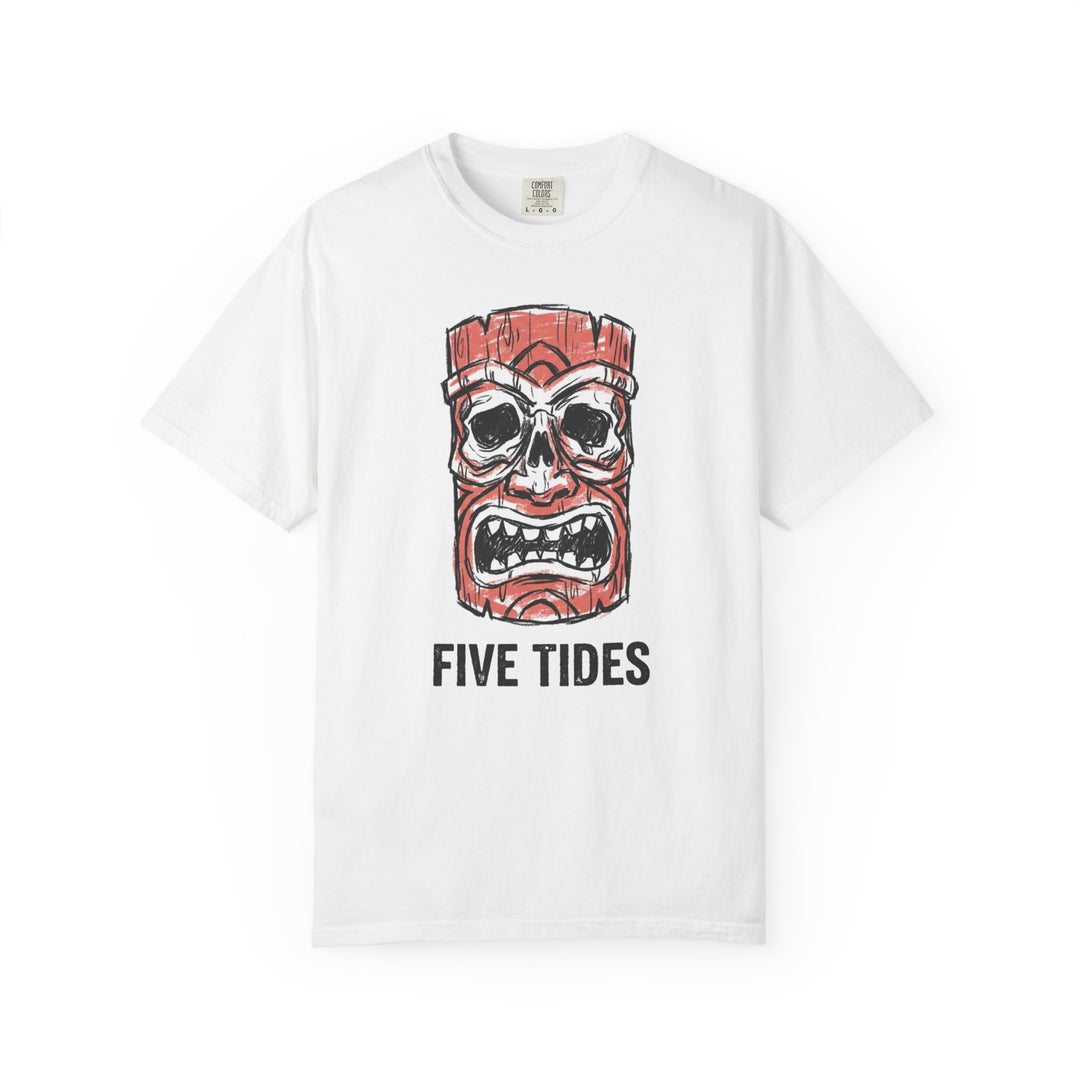 Red Tiki Skull Graphic T-Shirt | FIVE TIDES Surf &amp; Beach Vibe Tee