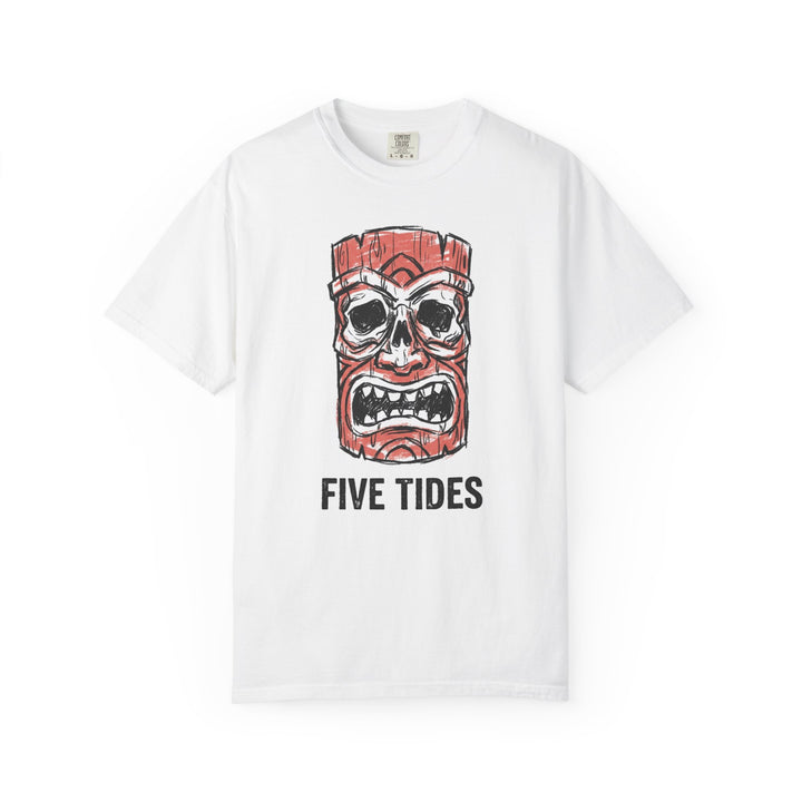 Red Tiki Skull Graphic T-Shirt | FIVE TIDES Surf &amp; Beach Vibe Tee