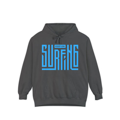 Surf-Inspired Unisex Hoodie: Keep on Surfing Graphic, Cozy Beachwear, Perfect Gift for Surfers, Casual Wear, Summer Fun
