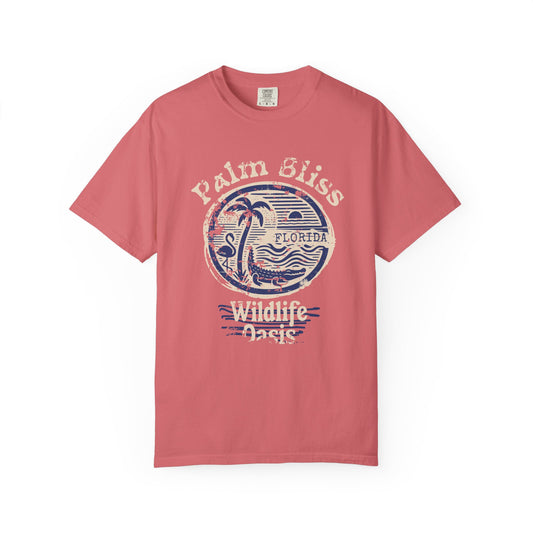 Palm Bliss Wildlife Graphic Tee, Fun Casual Shirt, Florida Palm Bliss Art, Summer Outfit, Beach Vacation Wear, Gift for Nature Lovers