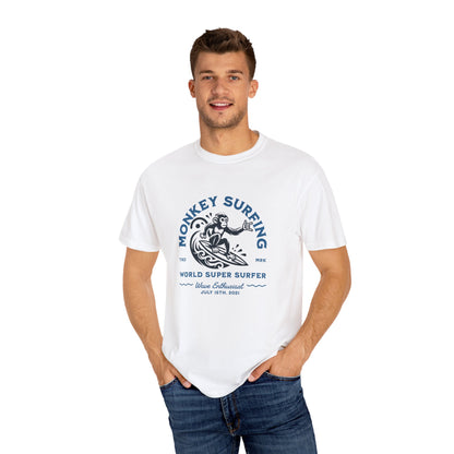 Surfing Monkey Unisex T-Shirt, Fun Summer Tee, Eco-Friendly Gift, Beach Vibes, Adventure Shirt, Casual Everyday Wear