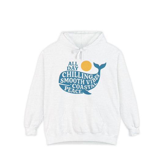 Chill Vibes Hoodie, Unisex Garment-Dyed Sweatshirt, Perfect for Beach Days, Casual Outings, Summer Fun, Cozy Layering