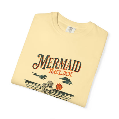 Mermaid Beach Vibes Unisex T-Shirt, Mermaid Relax Tee, Summer Outfit, Coastal Living Top, Gift for Her, Vacation Apparel