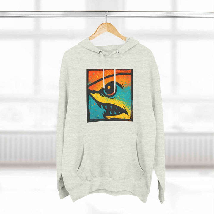 Shark Eye Illustrated Graphic Hoodie — Retro Sumer Surf Fleece Pullover