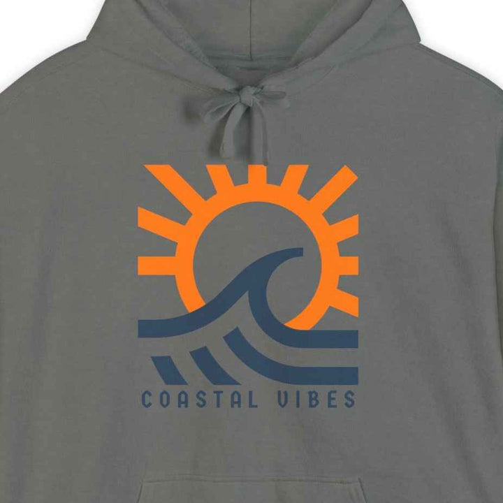 Coastal Vibes Hoodie, Garment-Dyed Unisex Beach Pullover